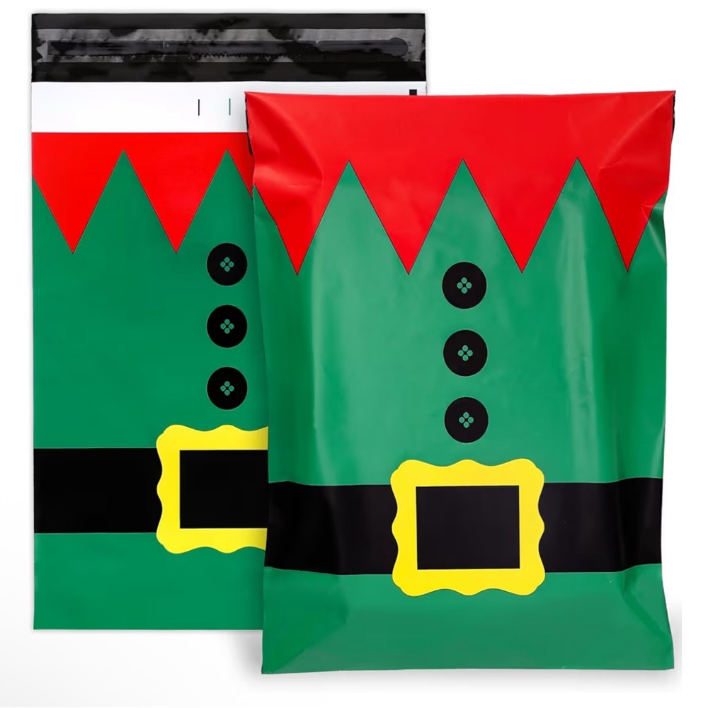 10x13 Set of 15 Elf-Themed poly mailers